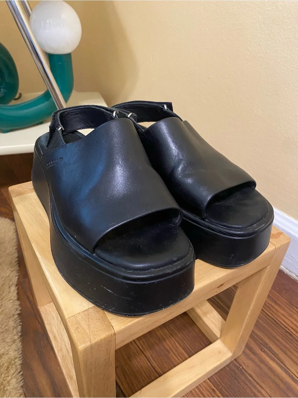 Black Platform Slide Sandals - Women